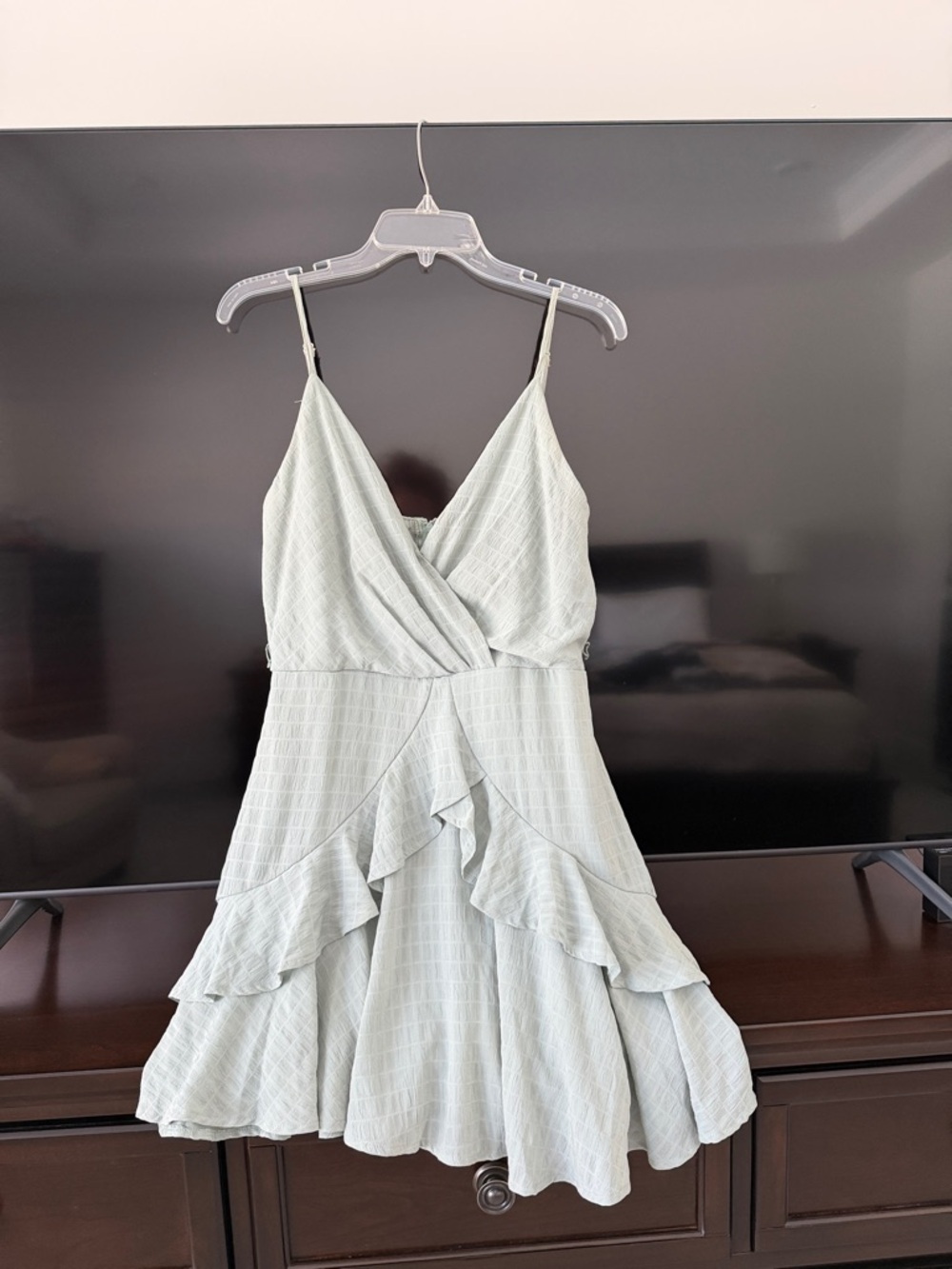 Altar'd State Sage Green Ruffle Mini Dress